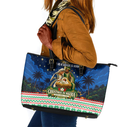 Nigeria Jesus Christmas Faith Light Leather Tote Bag Nigerian Flag Christmas Nativity Scene