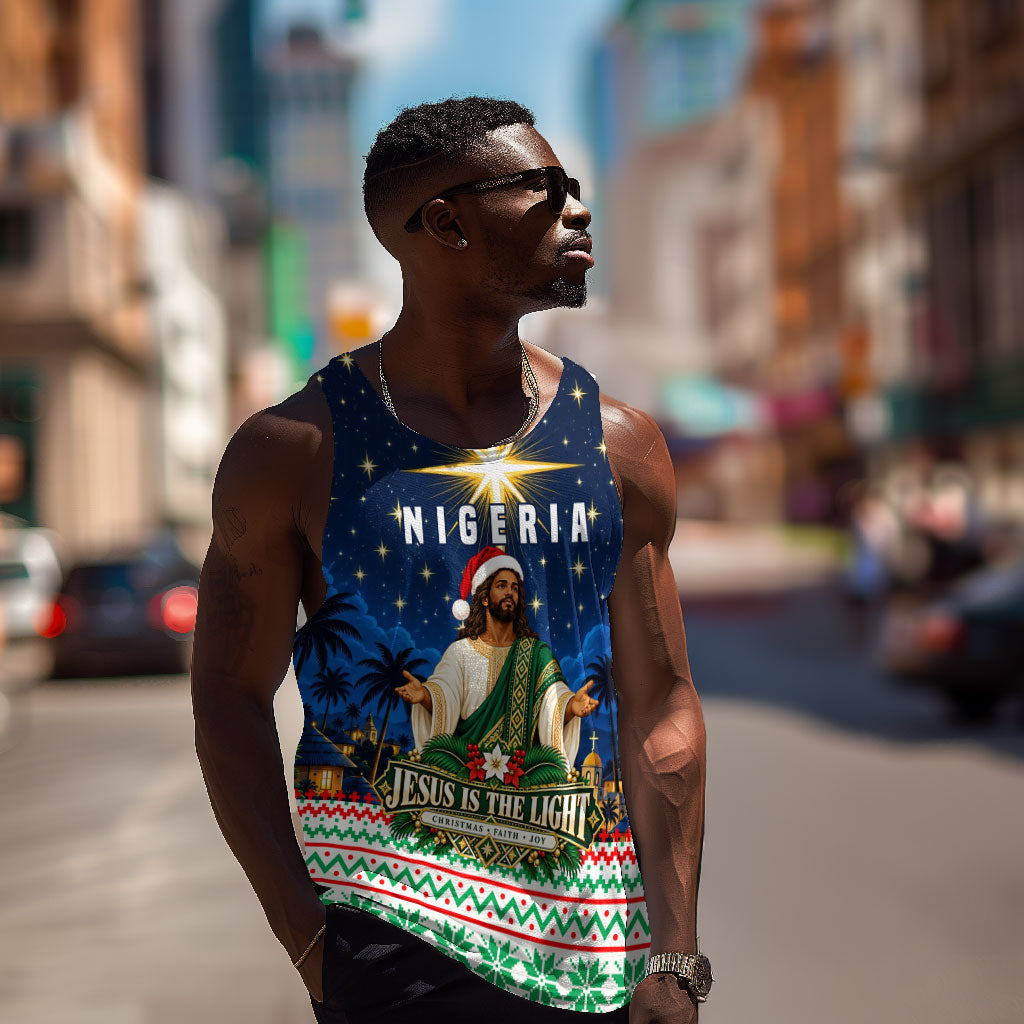 Nigeria Jesus Christmas Faith Light Men Tank Top Nigerian Flag Christmas Nativity Scene