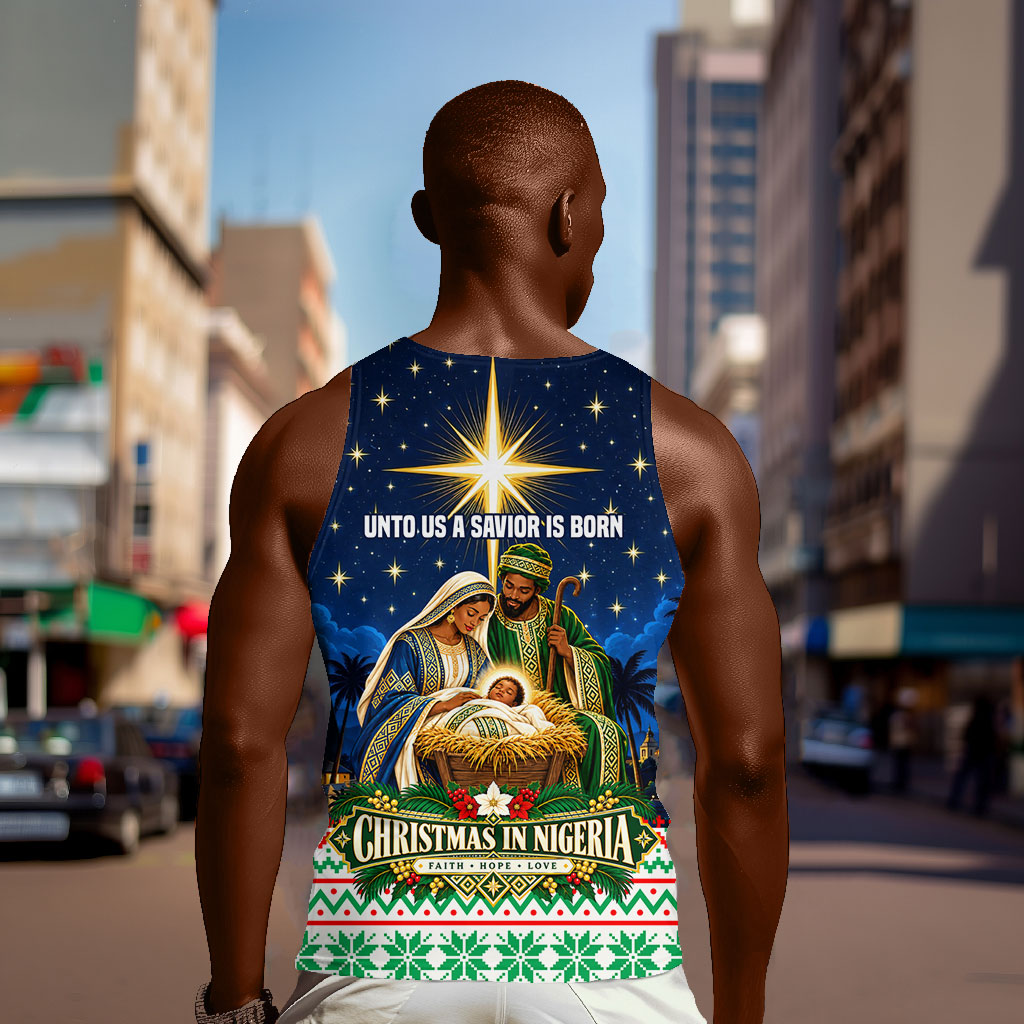 Nigeria Jesus Christmas Faith Light Men Tank Top Nigerian Flag Christmas Nativity Scene