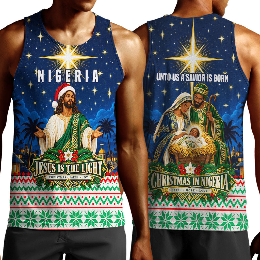 Nigeria Jesus Christmas Faith Light Men Tank Top Nigerian Flag Christmas Nativity Scene