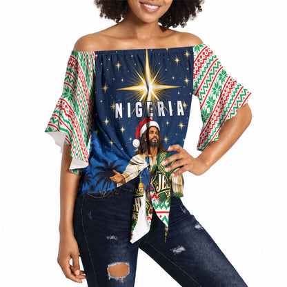 Nigeria Jesus Christmas Faith Light Off Shoulder Wrap Waist Top Nigerian Flag Christmas Nativity Scene