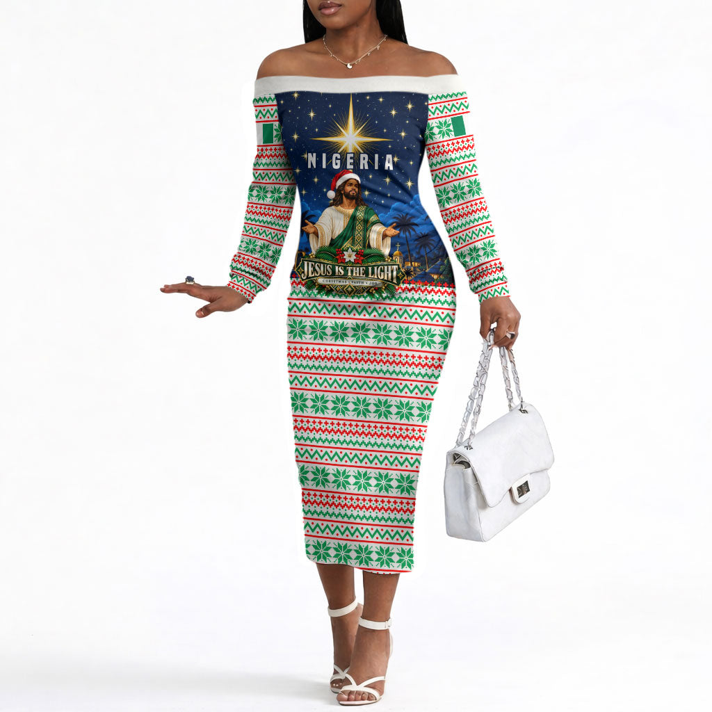 Nigeria Jesus Christmas Faith Light Off The Shoulder Long Sleeve Dress Nigerian Flag Christmas Nativity Scene