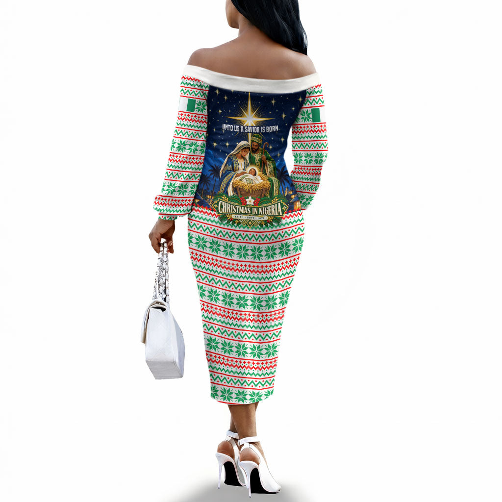 Nigeria Jesus Christmas Faith Light Off The Shoulder Long Sleeve Dress Nigerian Flag Christmas Nativity Scene