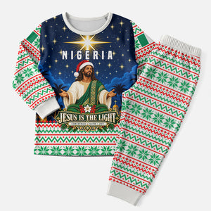 Nigeria Jesus Christmas Faith Light Christmas Pajama Set Nigerian Flag Christmas Nativity Scene