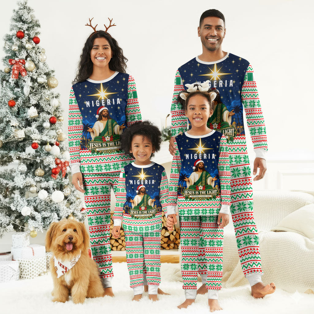Nigeria Jesus Christmas Faith Light Christmas Pajama Set Nigerian Flag Christmas Nativity Scene