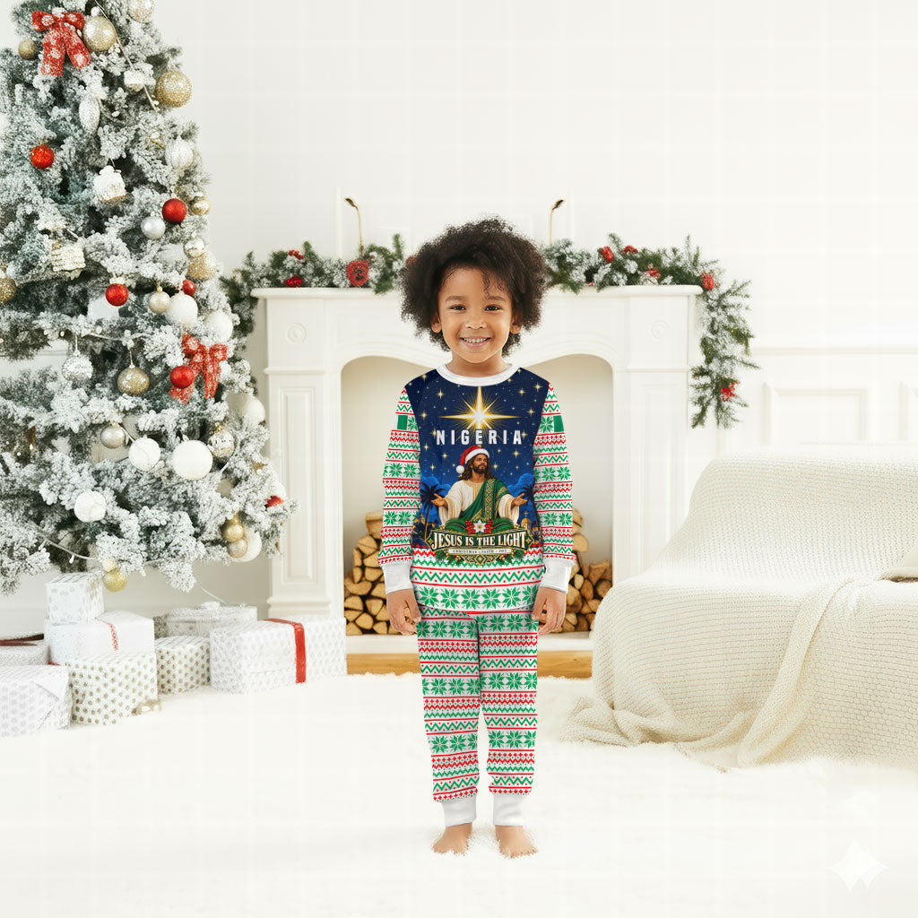 Nigeria Jesus Christmas Faith Light Christmas Pajama Set Nigerian Flag Christmas Nativity Scene