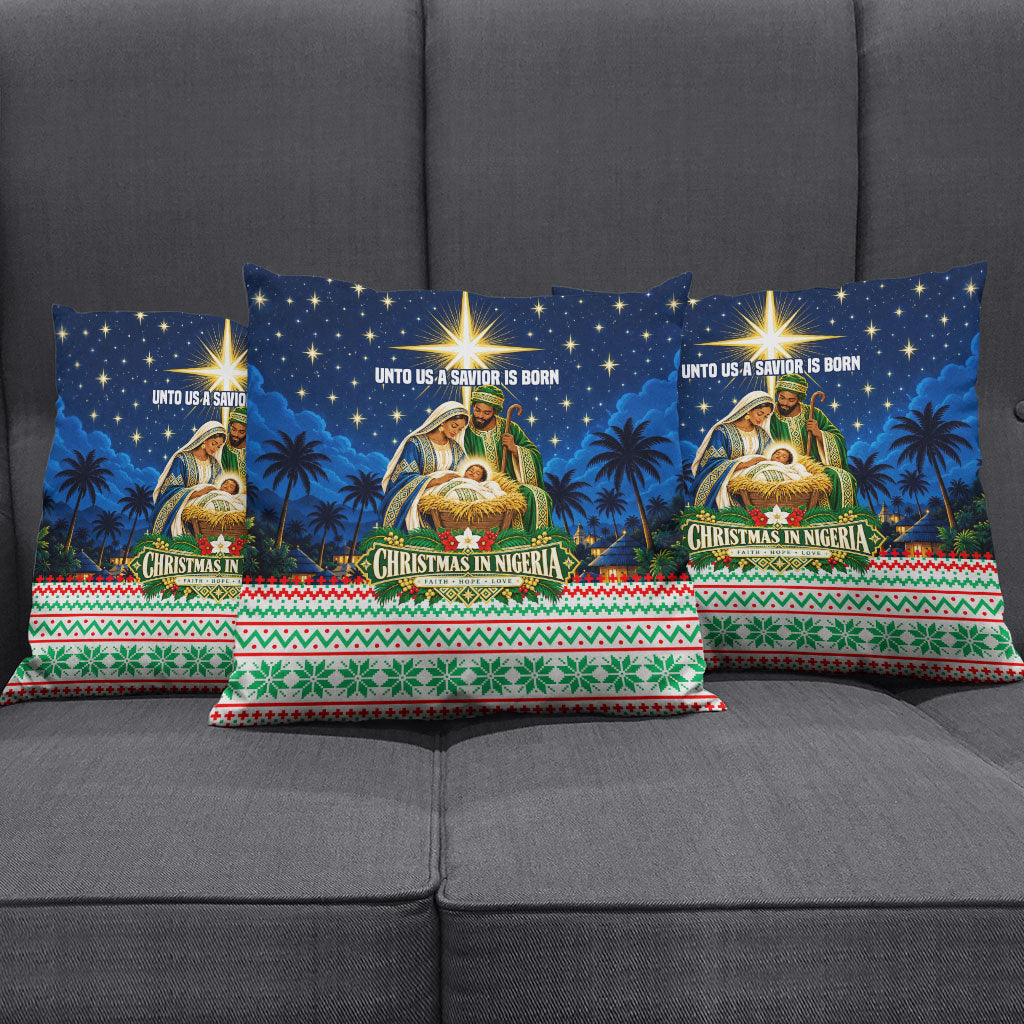 Nigeria Jesus Christmas Faith Light Pillow Cover Nigerian Flag Christmas Nativity Scene