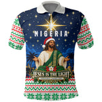 Nigeria Jesus Christmas Faith Light Polo Shirt Nigerian Flag Christmas Nativity Scene