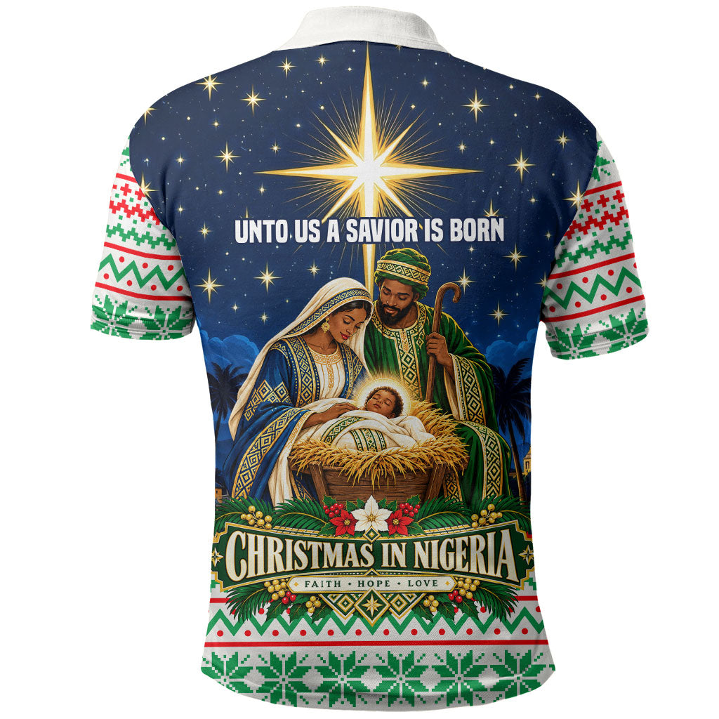 Nigeria Jesus Christmas Faith Light Polo Shirt Nigerian Flag Christmas Nativity Scene
