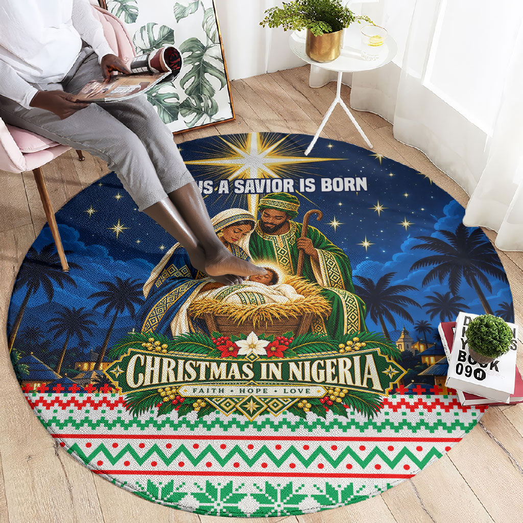 Nigeria Jesus Christmas Faith Light Round Carpet Nigerian Flag Christmas Nativity Scene