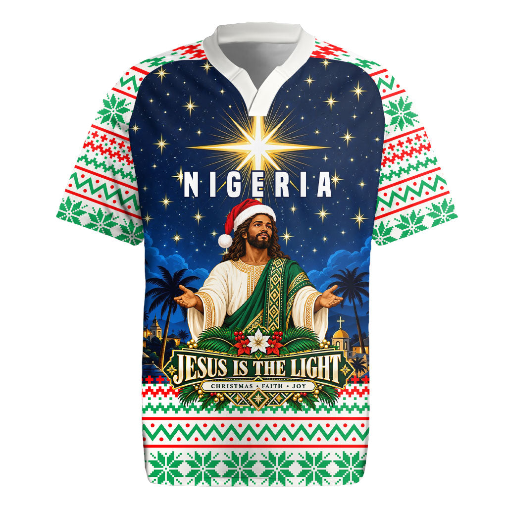 Nigeria Jesus Christmas Faith Light Rugby Jersey Nigerian Flag Christmas Nativity Scene
