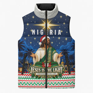 Nigeria Jesus Christmas Faith Light Sleeveless Puffer Jacket Nigerian Flag Christmas Nativity Scene