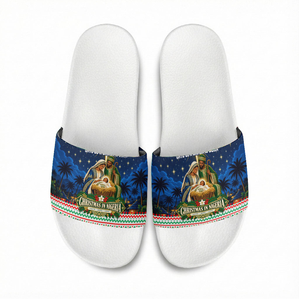 Nigeria Jesus Christmas Faith Light Slide Sandals Nigerian Flag Christmas Nativity Scene