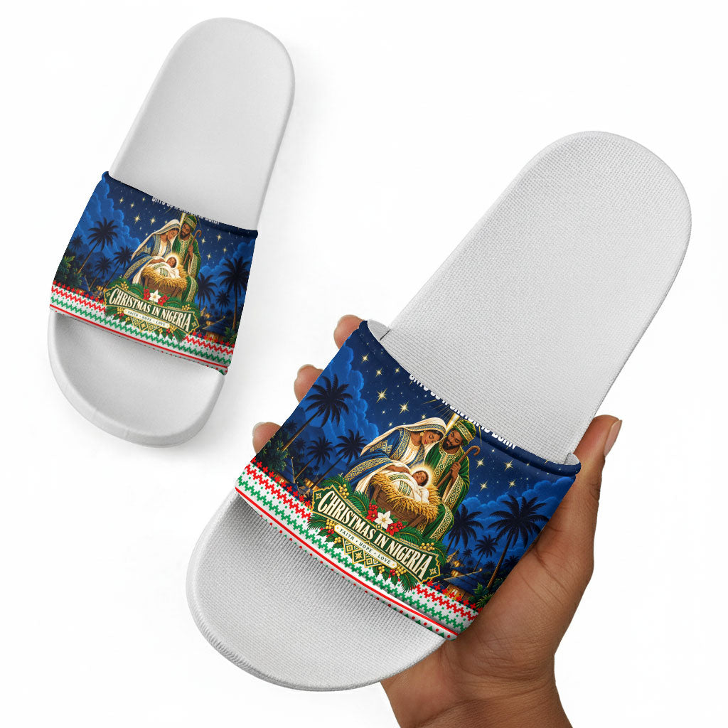 Nigeria Jesus Christmas Faith Light Slide Sandals Nigerian Flag Christmas Nativity Scene