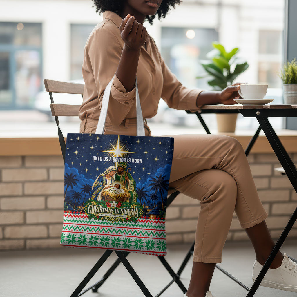 Nigeria Jesus Christmas Faith Light Tote Bag Nigerian Flag Christmas Nativity Scene