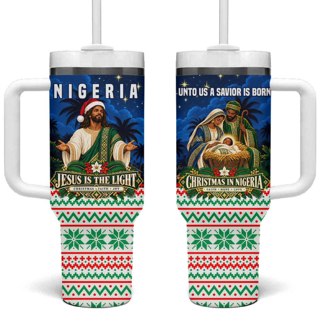 Nigeria Jesus Christmas Faith Light Tumbler With Handle Nigerian Flag Christmas Nativity Scene
