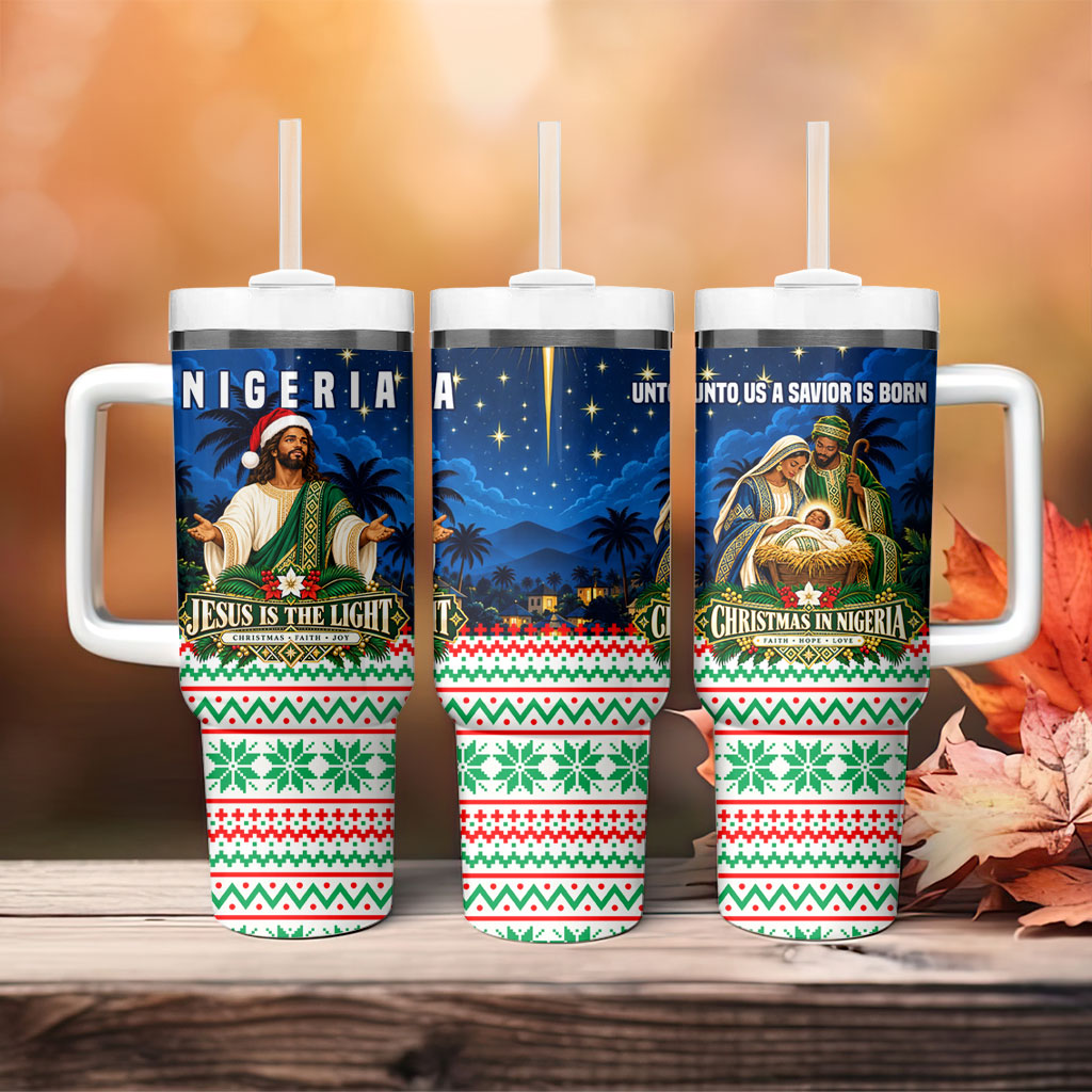 Nigeria Jesus Christmas Faith Light Tumbler With Handle Nigerian Flag Christmas Nativity Scene
