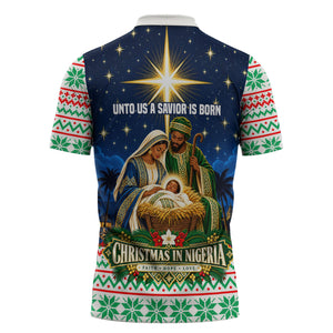 Nigeria Jesus Christmas Faith Light Zipper Polo Shirt Nigerian Flag Christmas Nativity Scene