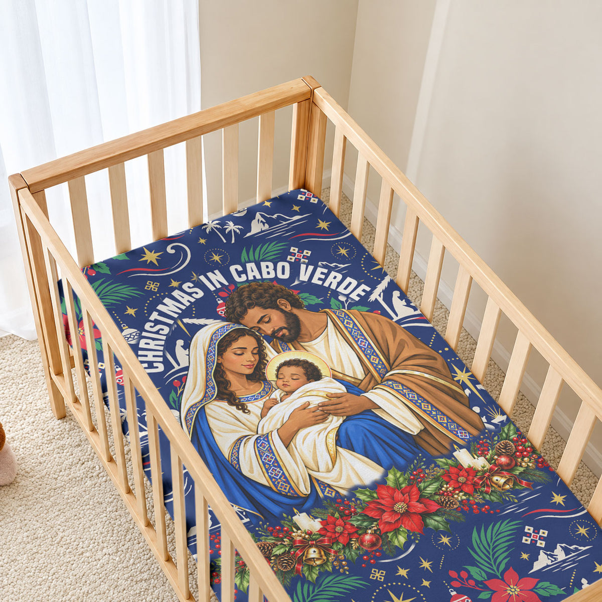 Cape Verde Jesus Christmas Baby Bed Cover Cabo Verde Island Nativity Scene