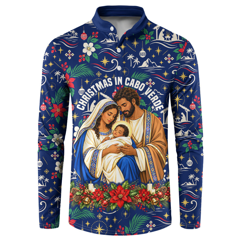 Cape Verde Jesus Christmas Button Sweatshirt Cabo Verde Island Nativity Scene