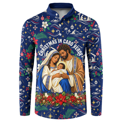 Cape Verde Jesus Christmas Button Sweatshirt Cabo Verde Island Nativity Scene