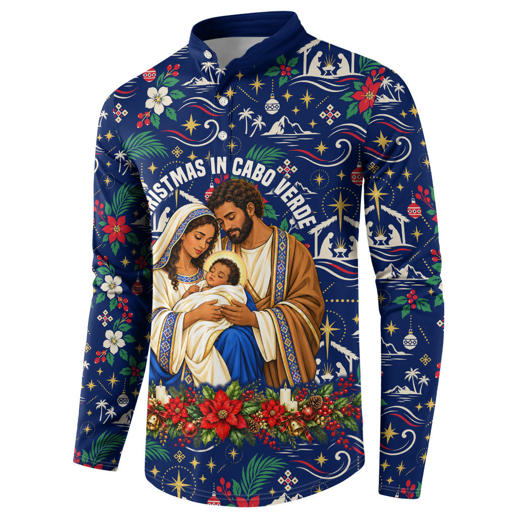 Cape Verde Jesus Christmas Button Sweatshirt Cabo Verde Island Nativity Scene