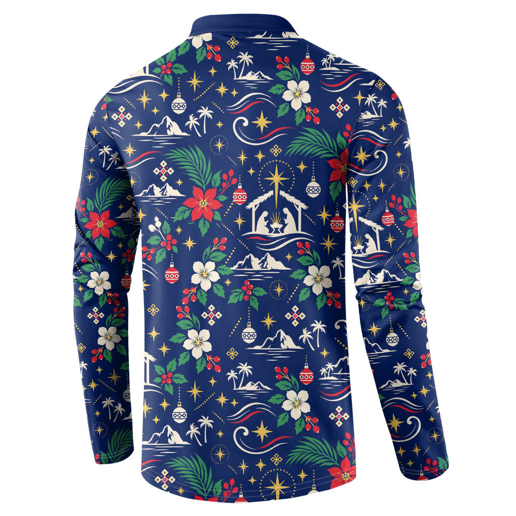 Cape Verde Jesus Christmas Button Sweatshirt Cabo Verde Island Nativity Scene