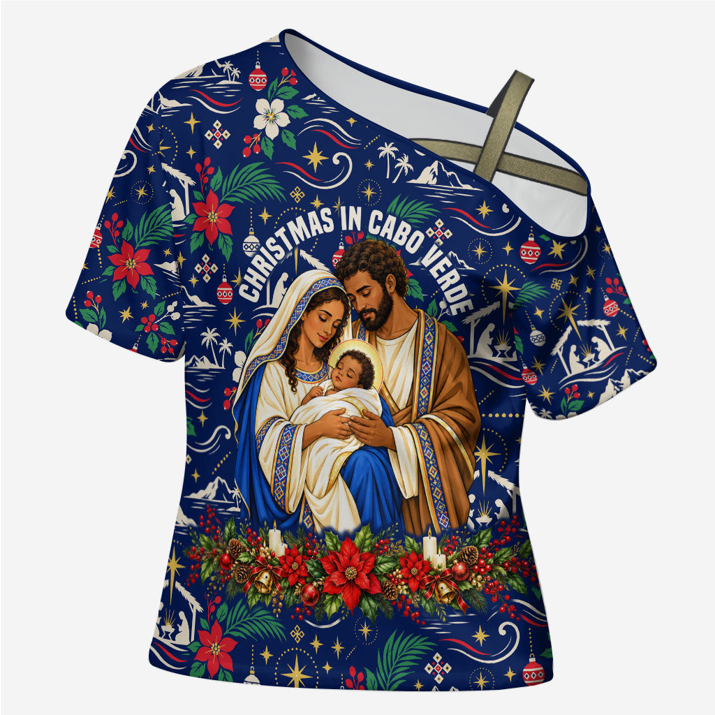 Cape Verde Jesus Christmas Cross Shoulder Shirt Cabo Verde Island Nativity Scene