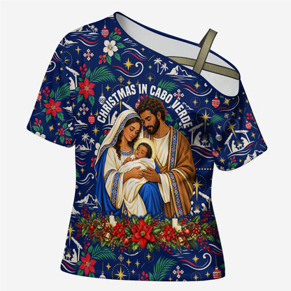 Cape Verde Jesus Christmas Cross Shoulder Shirt Cabo Verde Island Nativity Scene