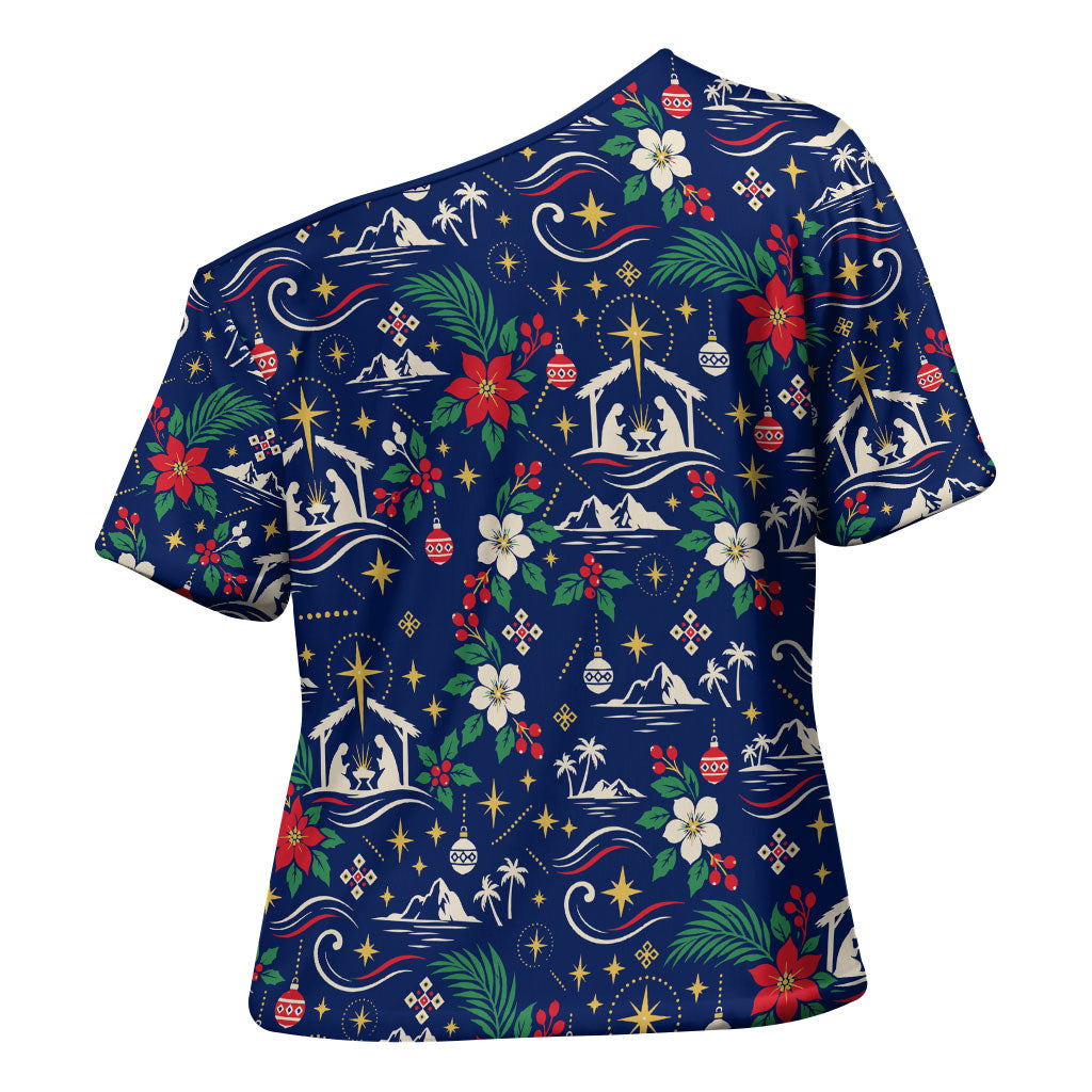 Cape Verde Jesus Christmas Cross Shoulder Shirt Cabo Verde Island Nativity Scene