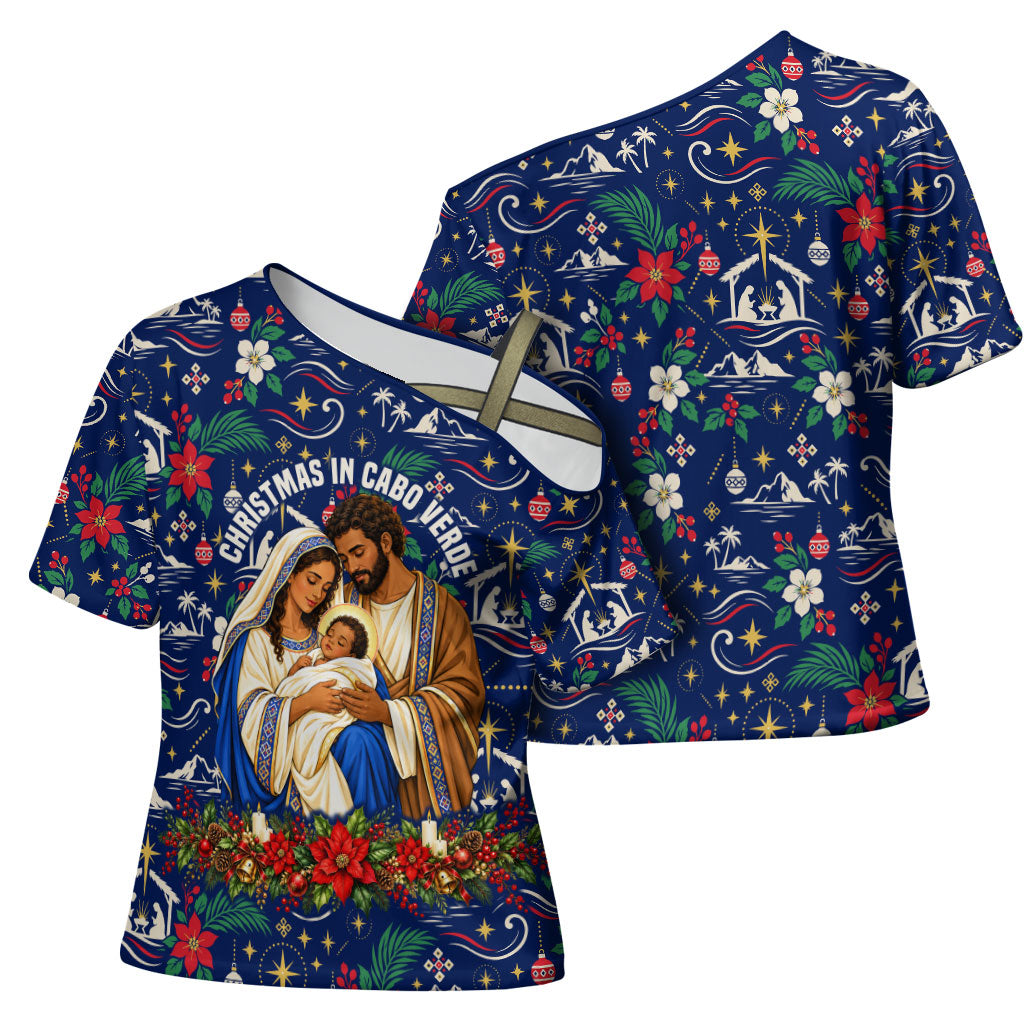 Cape Verde Jesus Christmas Cross Shoulder Shirt Cabo Verde Island Nativity Scene