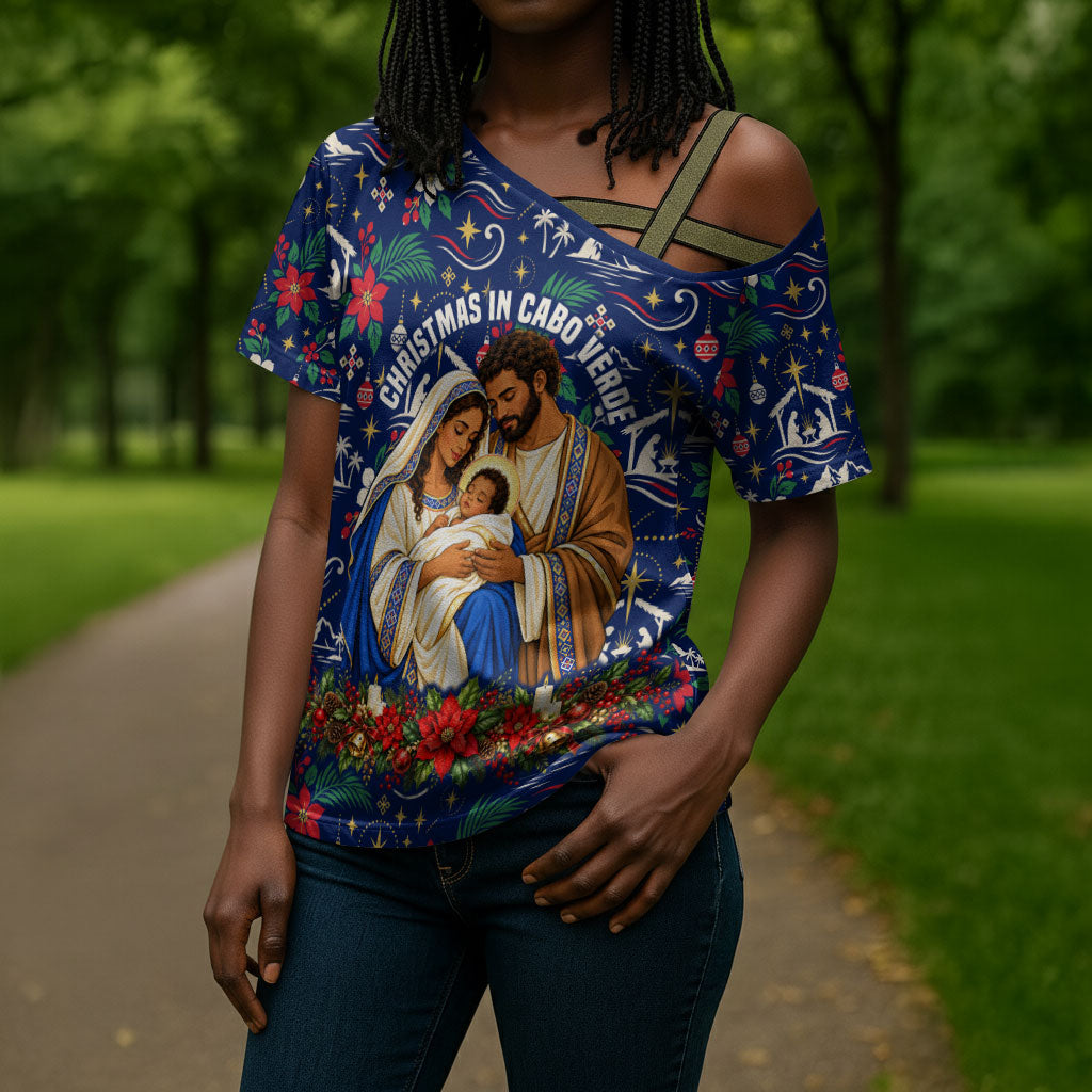 Cape Verde Jesus Christmas Cross Shoulder Shirt Cabo Verde Island Nativity Scene