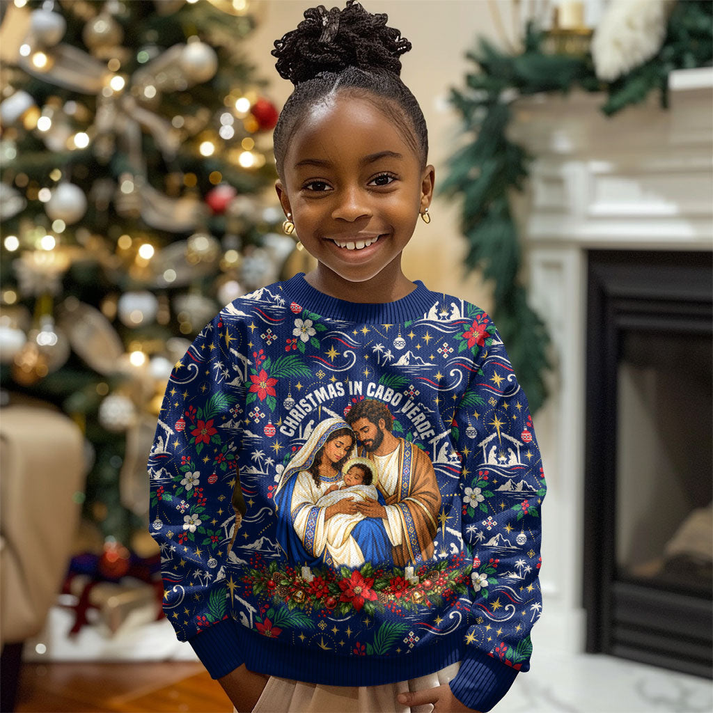 Cape Verde Jesus Christmas Kid Ugly Christmas Sweater Cabo Verde Island Nativity Scene