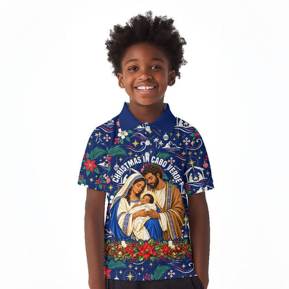 Cape Verde Jesus Christmas Kid Polo Shirt Cabo Verde Island Nativity Scene