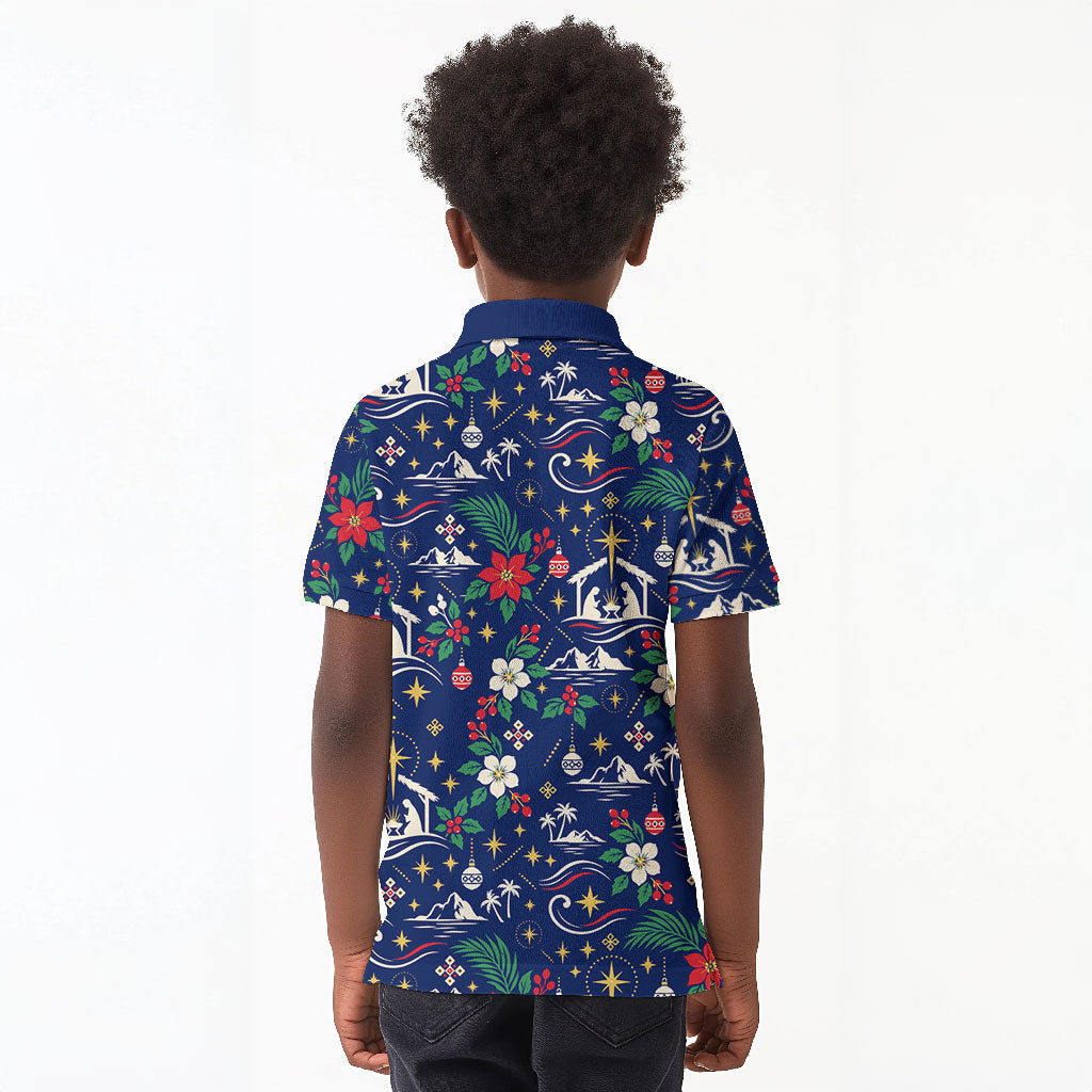 Cape Verde Jesus Christmas Kid Polo Shirt Cabo Verde Island Nativity Scene