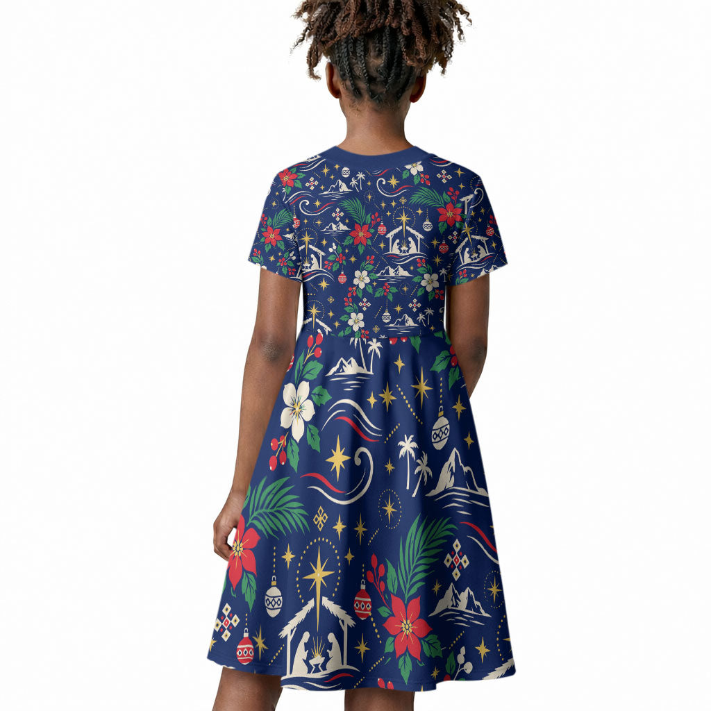 Cape Verde Jesus Christmas Kid Short Sleeve Dress Cabo Verde Island Nativity Scene