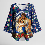 Cape Verde Jesus Christmas Kimono Sleeve Blouse Cabo Verde Island Nativity Scene