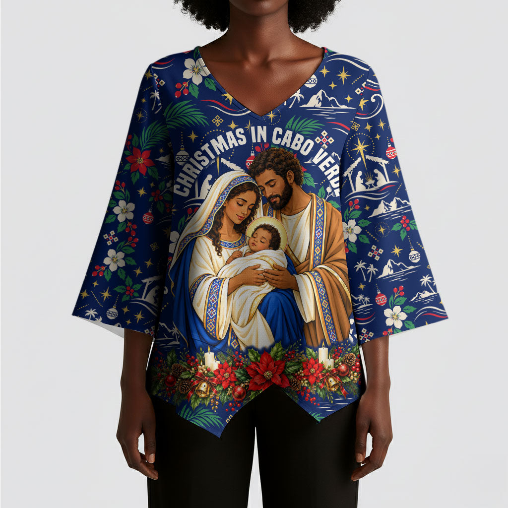 Cape Verde Jesus Christmas Kimono Sleeve Blouse Cabo Verde Island Nativity Scene