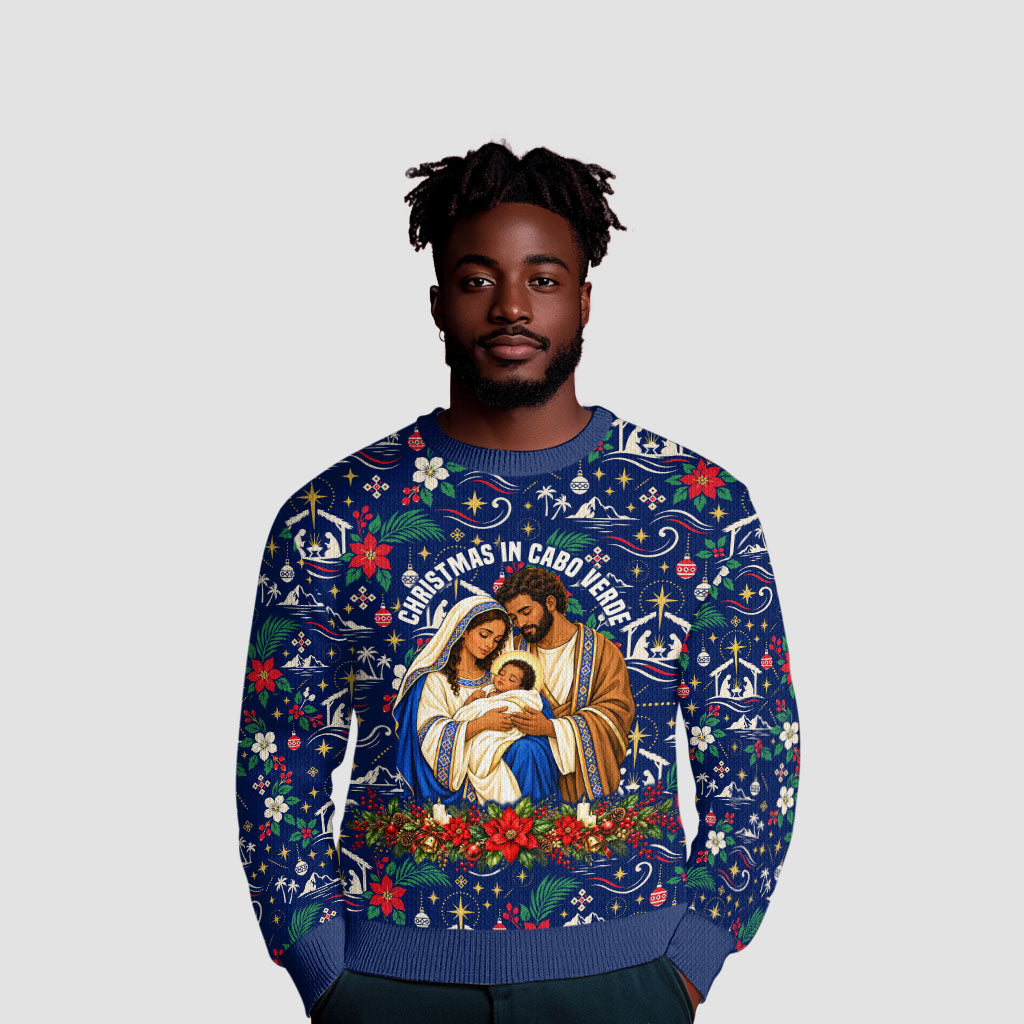 Cape Verde Jesus Christmas Ugly Christmas Sweater Cabo Verde Island Nativity Scene