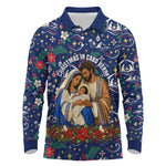 Cape Verde Jesus Christmas Long Sleeve Polo Shirt Cabo Verde Island Nativity Scene
