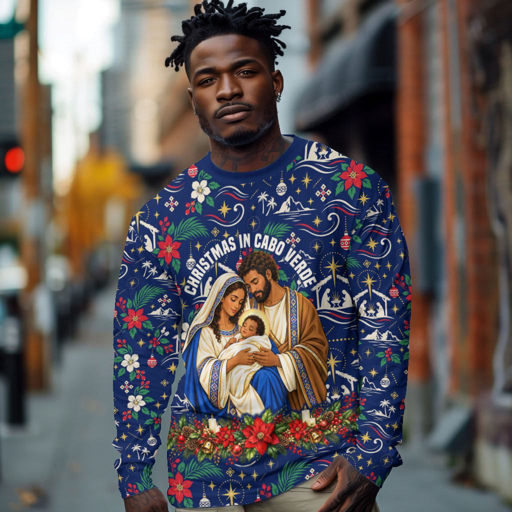 Cape Verde Jesus Christmas Long Sleeve Shirt Cabo Verde Island Nativity Scene