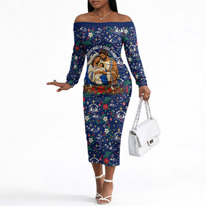 Cape Verde Jesus Christmas Off The Shoulder Long Sleeve Dress Cabo Verde Island Nativity Scene
