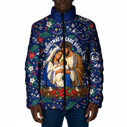 Cape Verde Jesus Christmas Padded Jacket Cabo Verde Island Nativity Scene