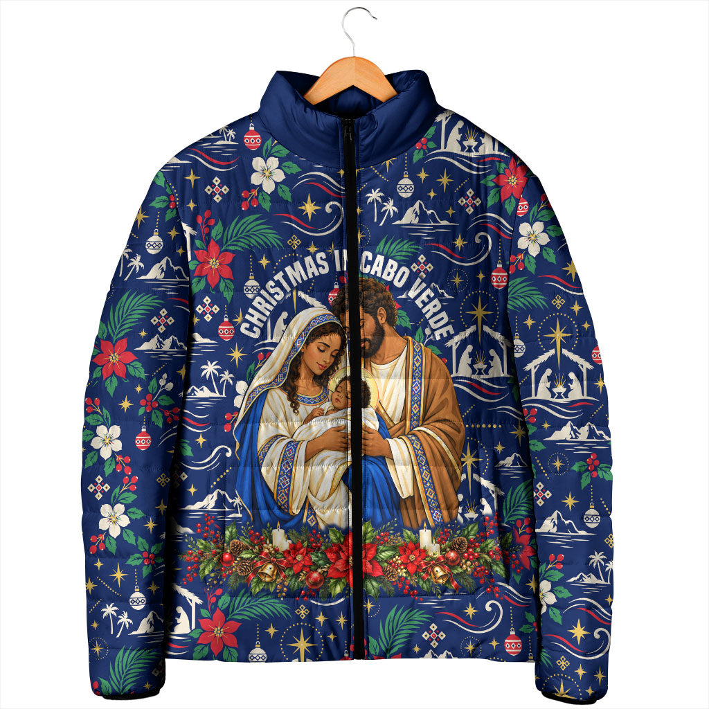 Cape Verde Jesus Christmas Padded Jacket Cabo Verde Island Nativity Scene