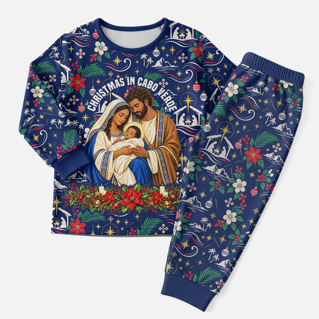 Cape Verde Jesus Christmas Pajama Set Cabo Verde Island Nativity Scene