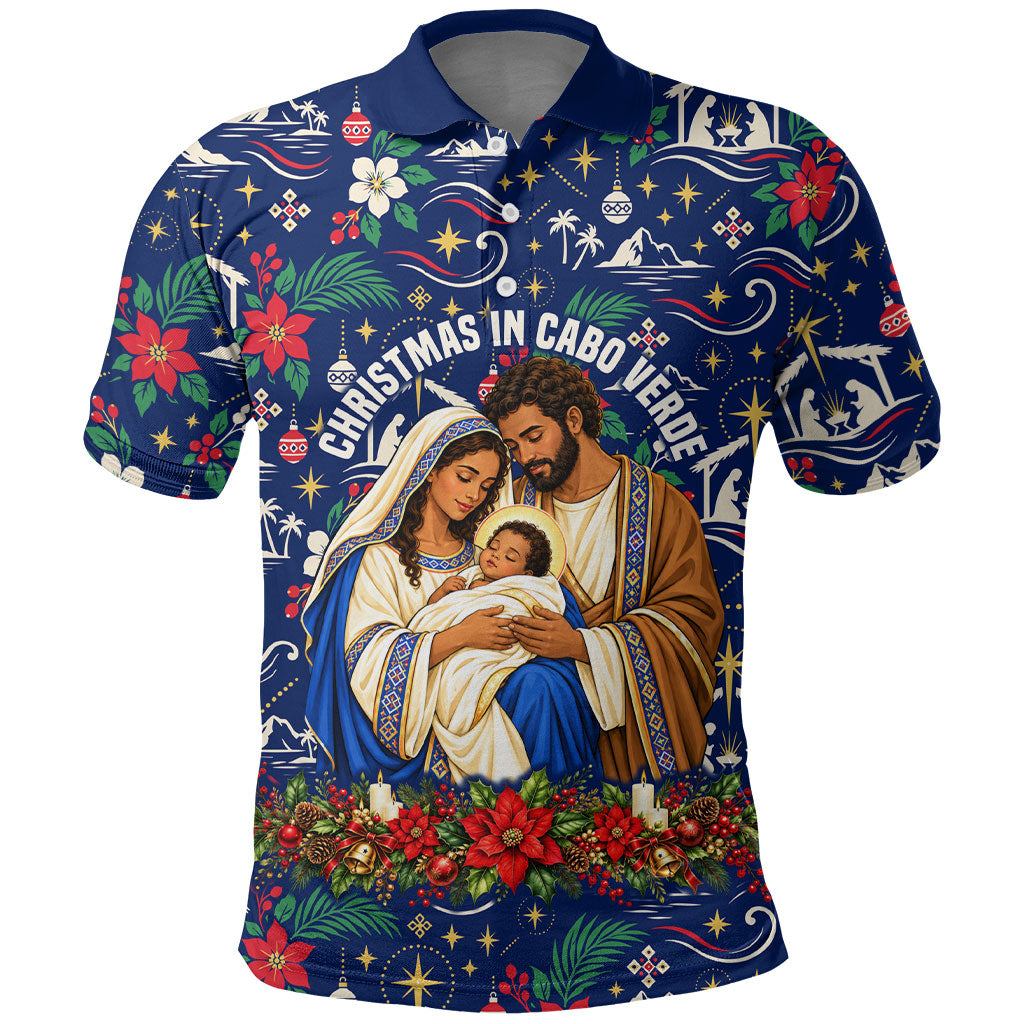 Cape Verde Jesus Christmas Polo Shirt Cabo Verde Island Nativity Scene