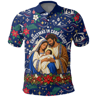 Cape Verde Jesus Christmas Polo Shirt Cabo Verde Island Nativity Scene