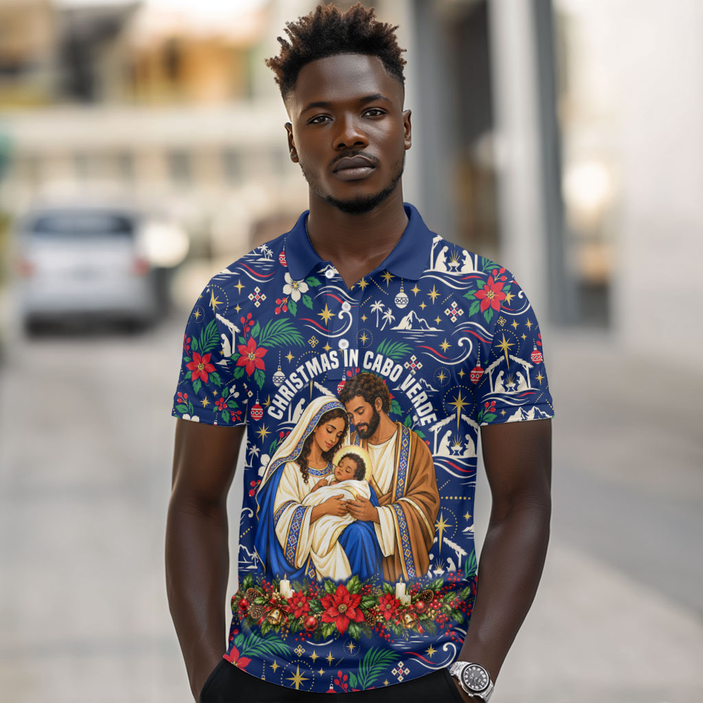 Cape Verde Jesus Christmas Polo Shirt Cabo Verde Island Nativity Scene