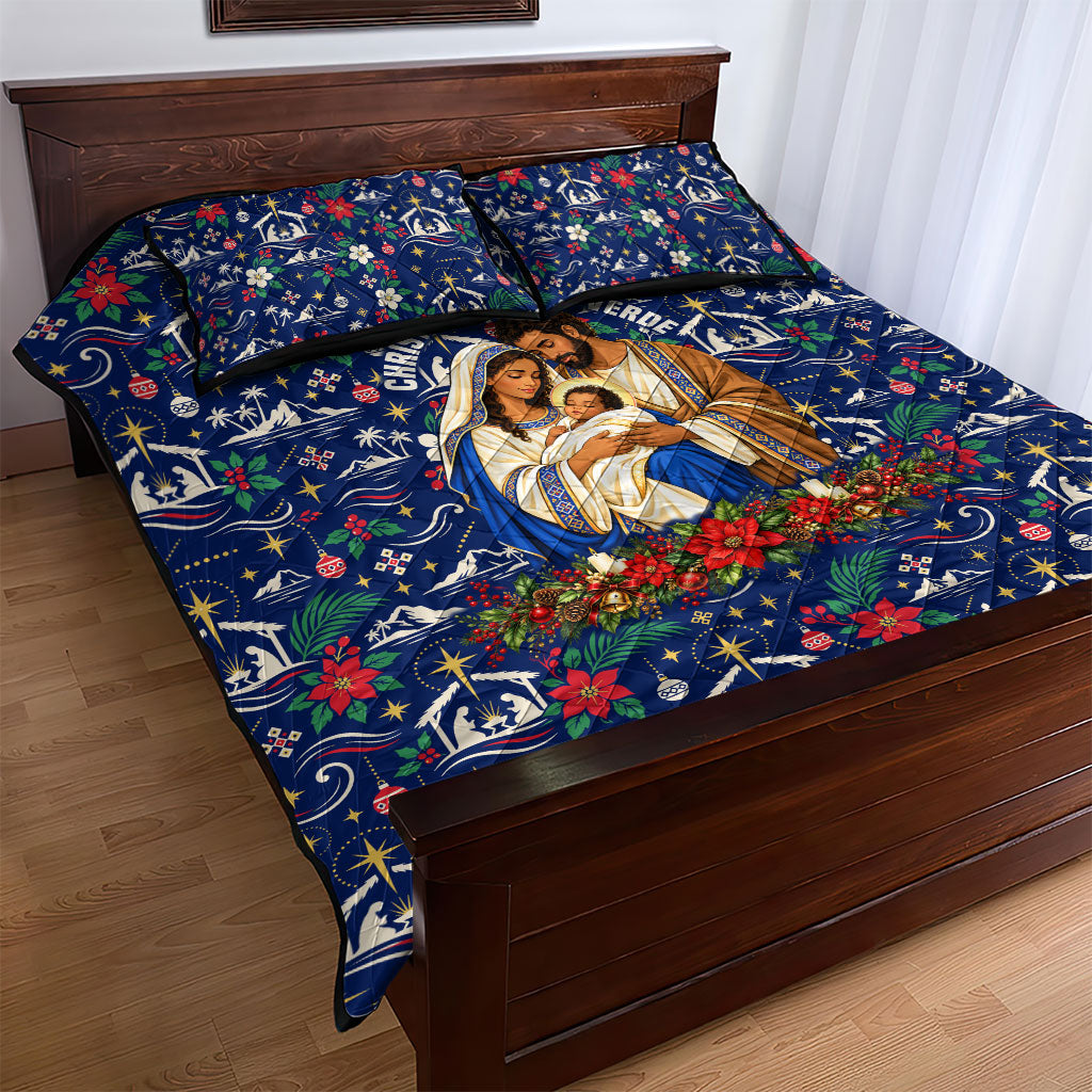 Cape Verde Jesus Christmas Quilt Bed Set Cabo Verde Island Nativity Scene