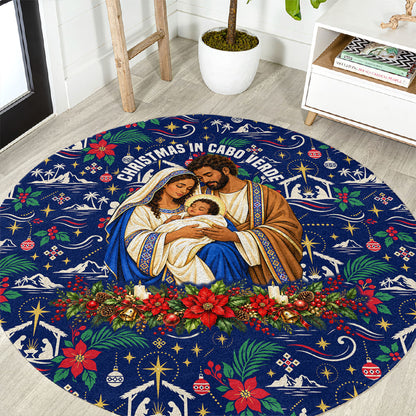 Cape Verde Jesus Christmas Round Carpet Cabo Verde Island Nativity Scene